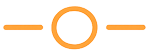 Orange circle centered between two horizontal lines.