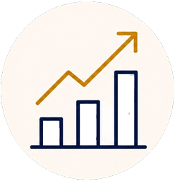 Icon of a bar chart with an upward arrow