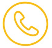 Yellow telephone handset icon in a circle.