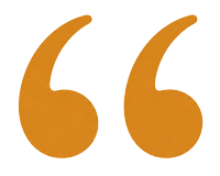 A pair of large orange double quotation marks.