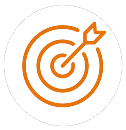 Orange bullseye icon with an arrow in the center.